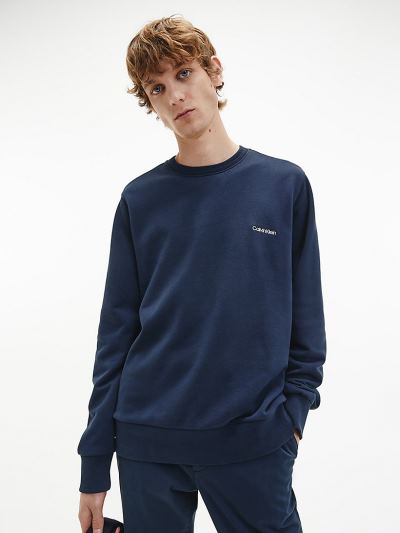 Calvin Klein Ruhák HU899402 | Calvin Klein Organic Cotton Férfi Pulóver Sötétkék